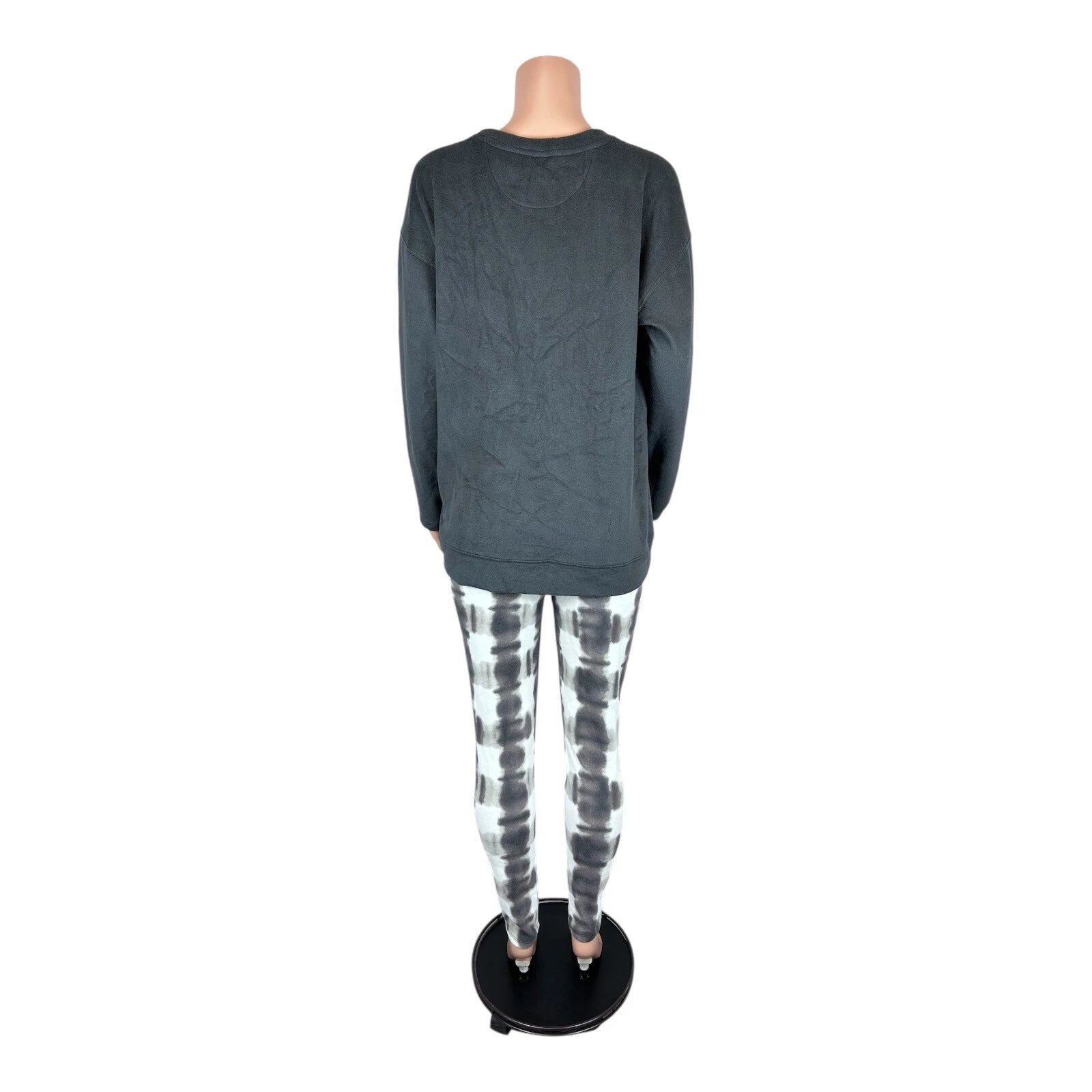 zuda Women's Fleece Crew Neck Top & Leggings Lounge Set Iron Plaid Medium Size