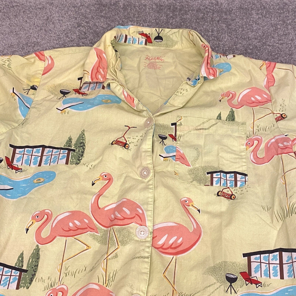 Nick And Nora Pajama Set Womens Small Flamingo Print Pool Top Capris