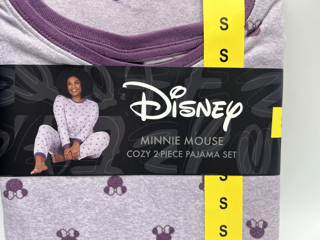 Women's Size S Disney Minnie Mouse 2-Piece Cozy Pajama Set Long Sleeve Purple