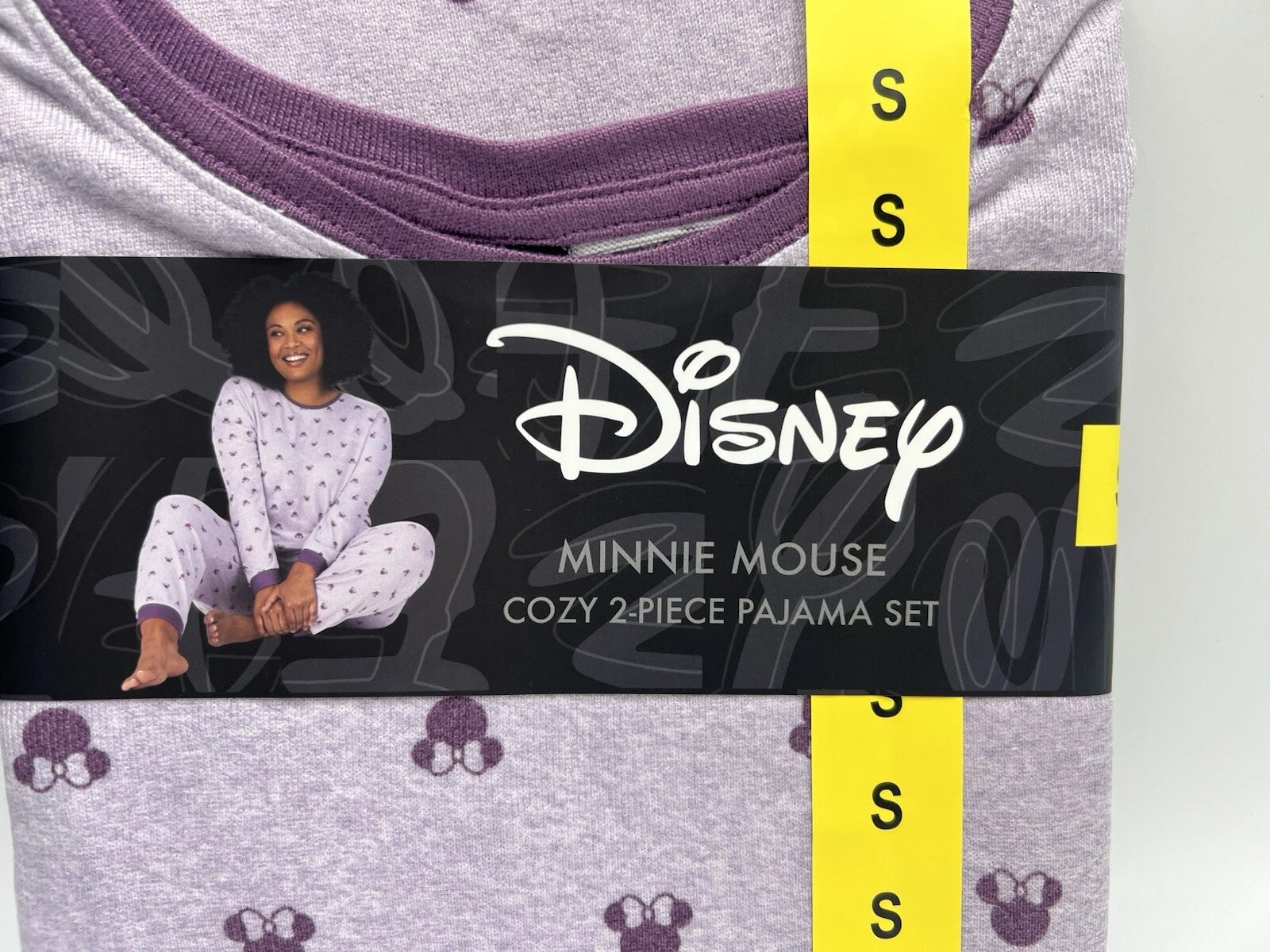 Women's Size S Disney Minnie Mouse 2-Piece Cozy Pajama Set Long Sleeve Purple