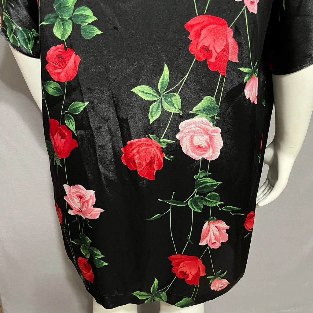 Secret Treasures Black Rose Floral 2 Pc Pajama Robe Set Sz-Medium