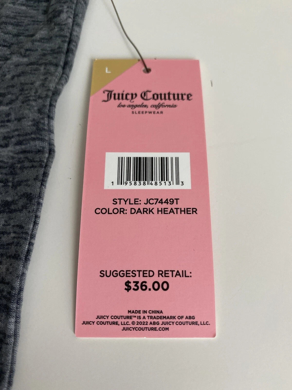 Juicy Couture Pajama Set JC7449T  Women’s Sz L Grey Swirl Shorts Lounge NEW