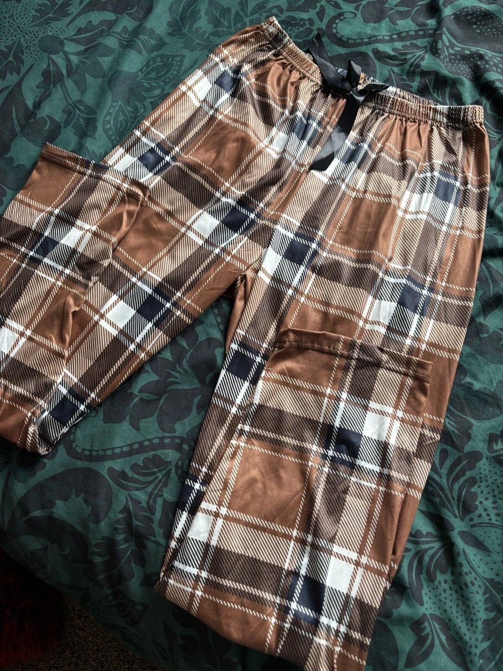 Brown Checked Pj Set
