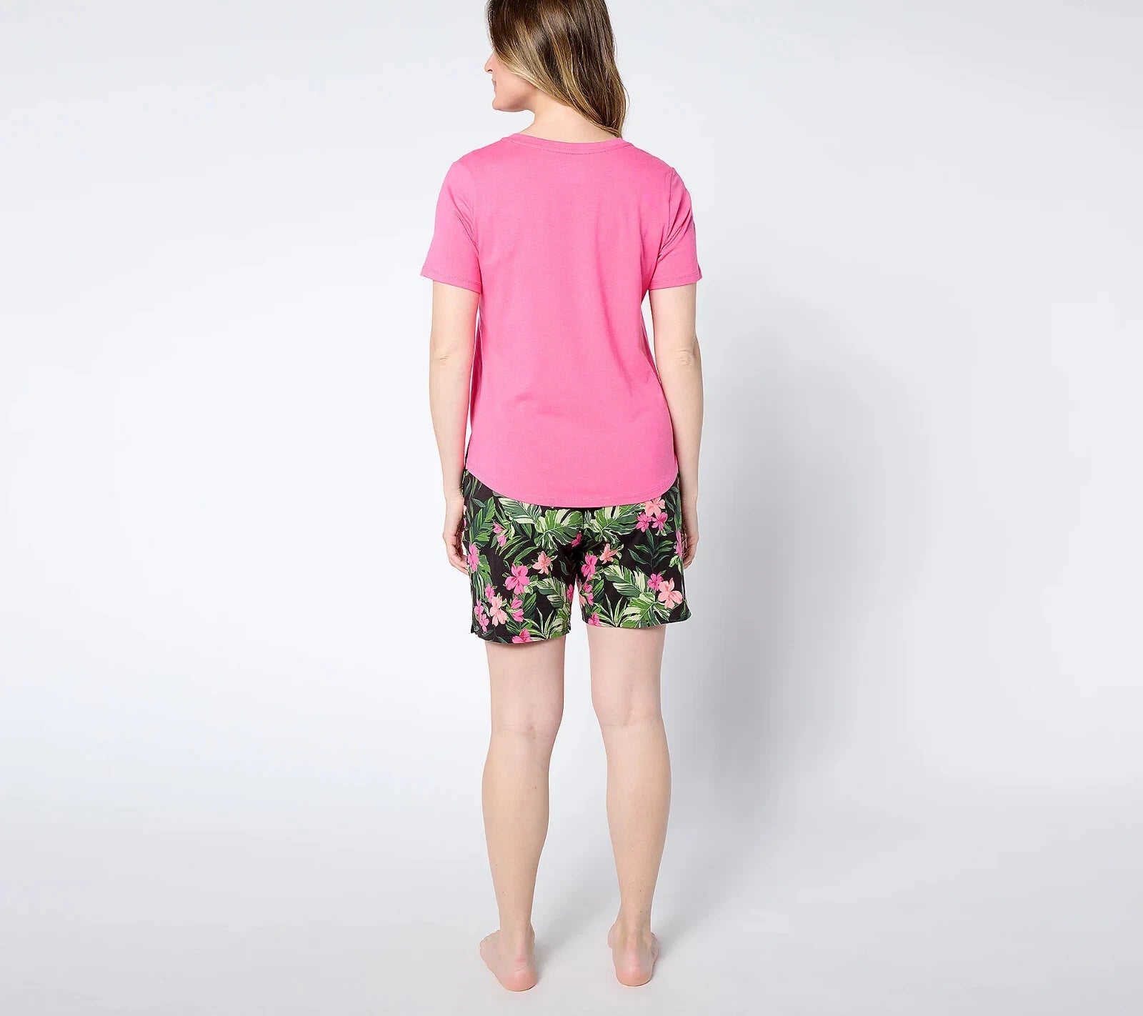 Cuddl Duds Cotton Core T-Shirt and Short Lounge Set-BeachBound Blue-XS-A637437