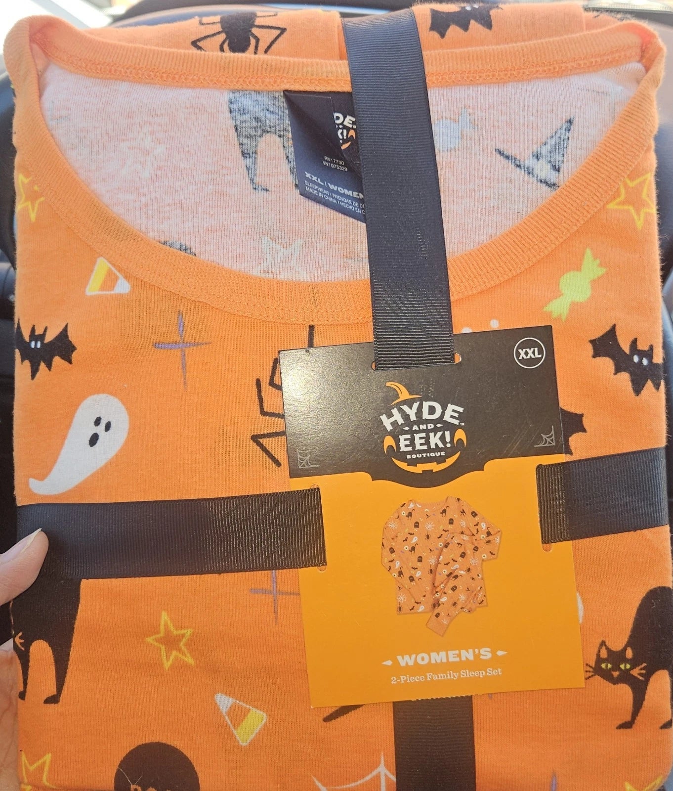 New Hyde & EEK Boutique Women's XXL Halloween 2-Piece Family Pajama Set Orange