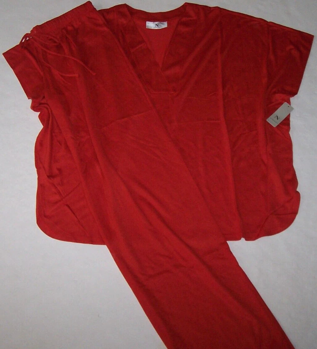 NWT N Natori Pumpkin ORANGE SPICE Congo JERSEY KNIT Kimono Pajama/Lounge Set M