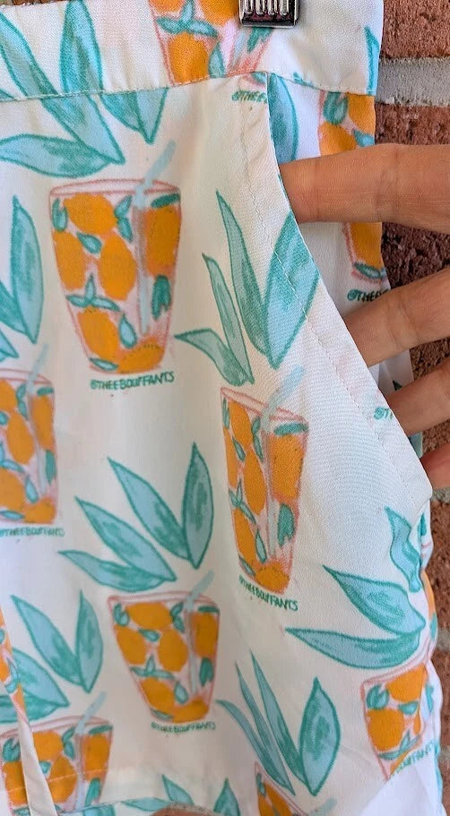 Bouffants & Broken Hearts Womens Pajamas S Lemonade Print Shorts Relaxed Comfort