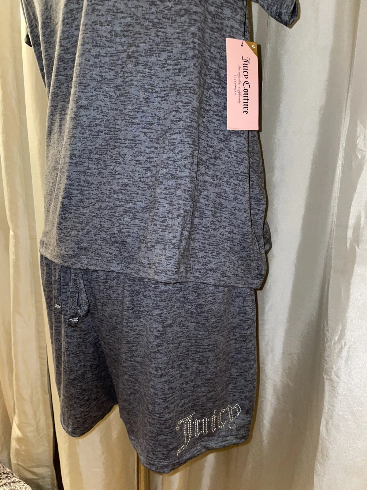 NEW Juicy Couture Crystal “Juicy” Logo PJ/Lounge Short Set Size XL Dark Heather