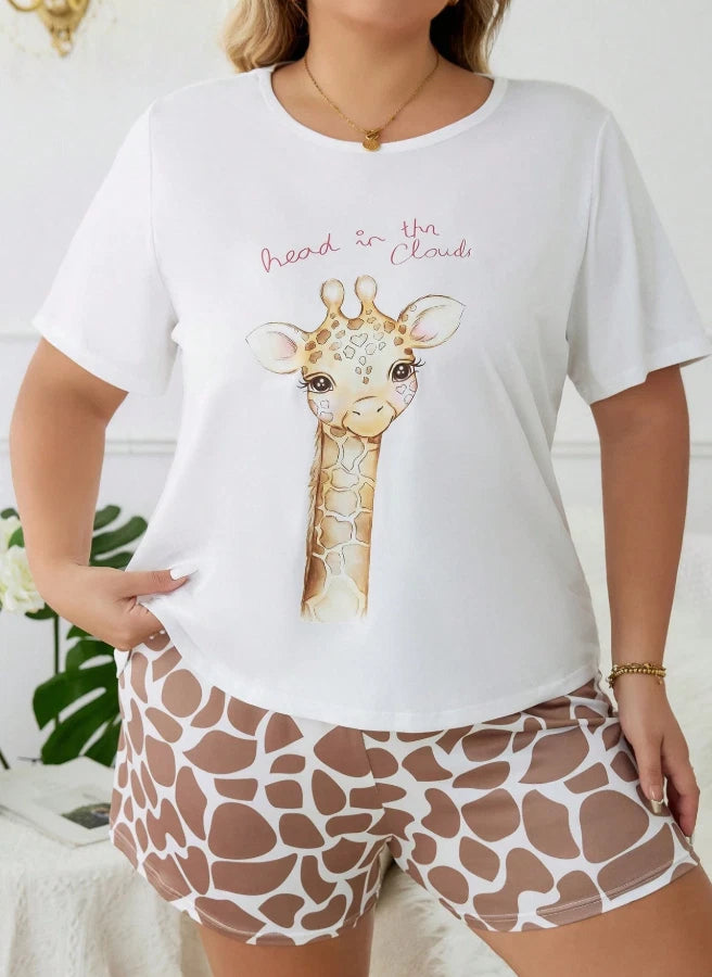 Giraffe Womens Ladies shorts Pyjamas PJs Gift Novelty Shorties Pjs Size 18