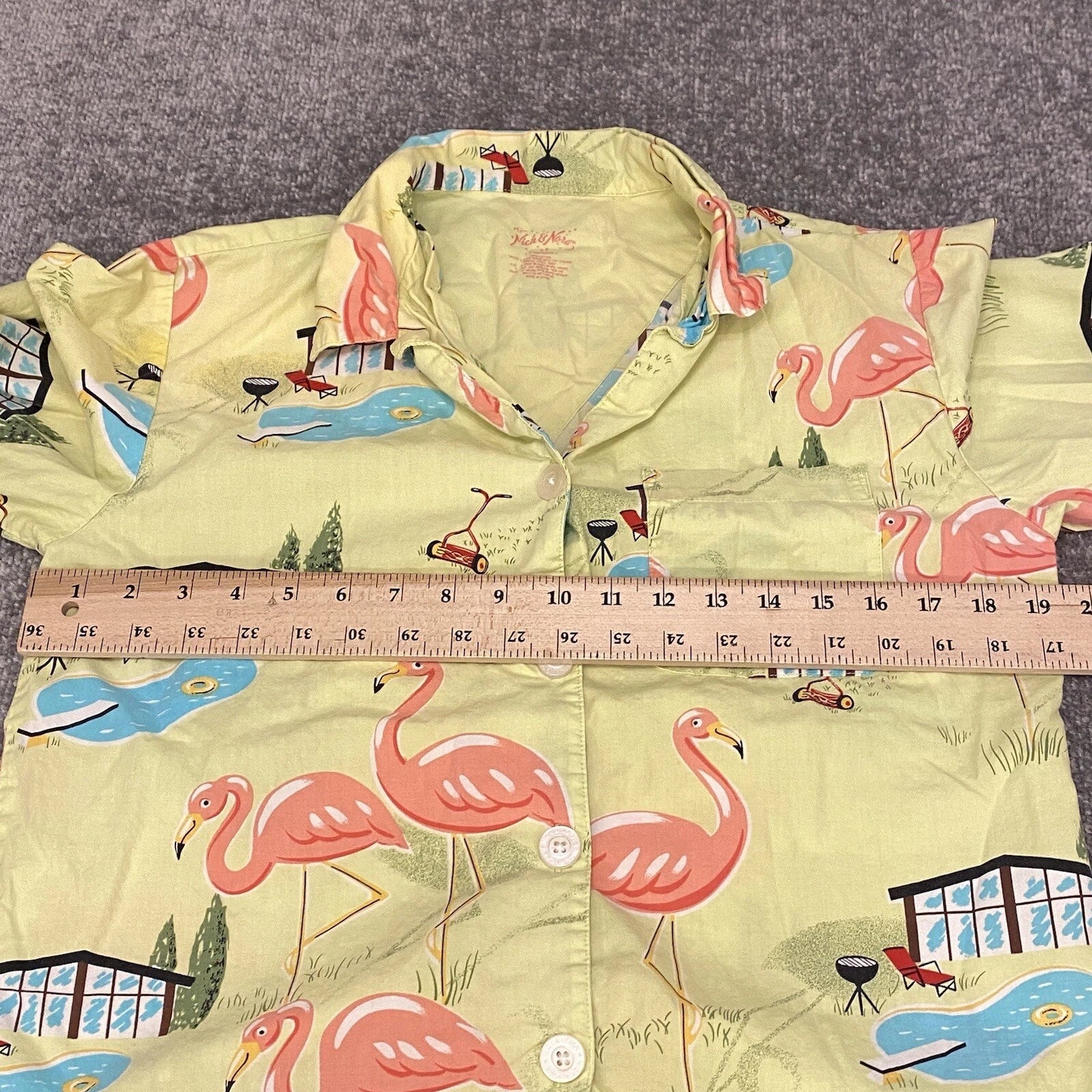 Nick And Nora Pajama Set Womens Small Flamingo Print Pool Top Capris