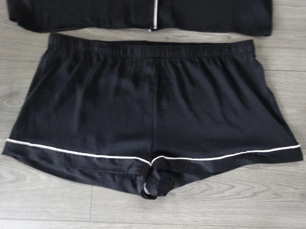 BNWT - M&S MARKS & SPENCER BLACK MIX PYJAMA SET WITH SHORTS UK SIZE 20