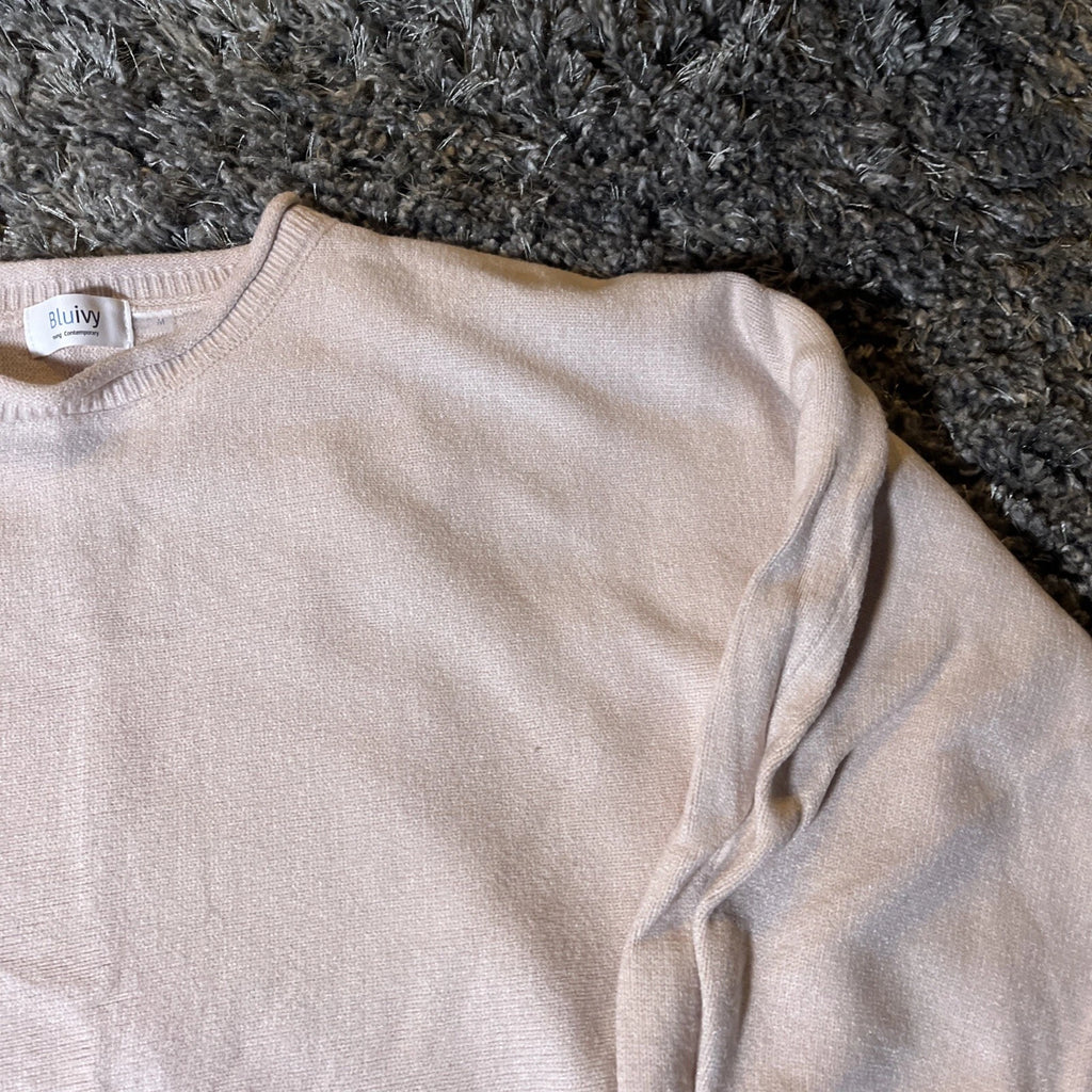 Bluivy Loungewear Sweater & Short Pajama Set Women’s Medium Beige EUC