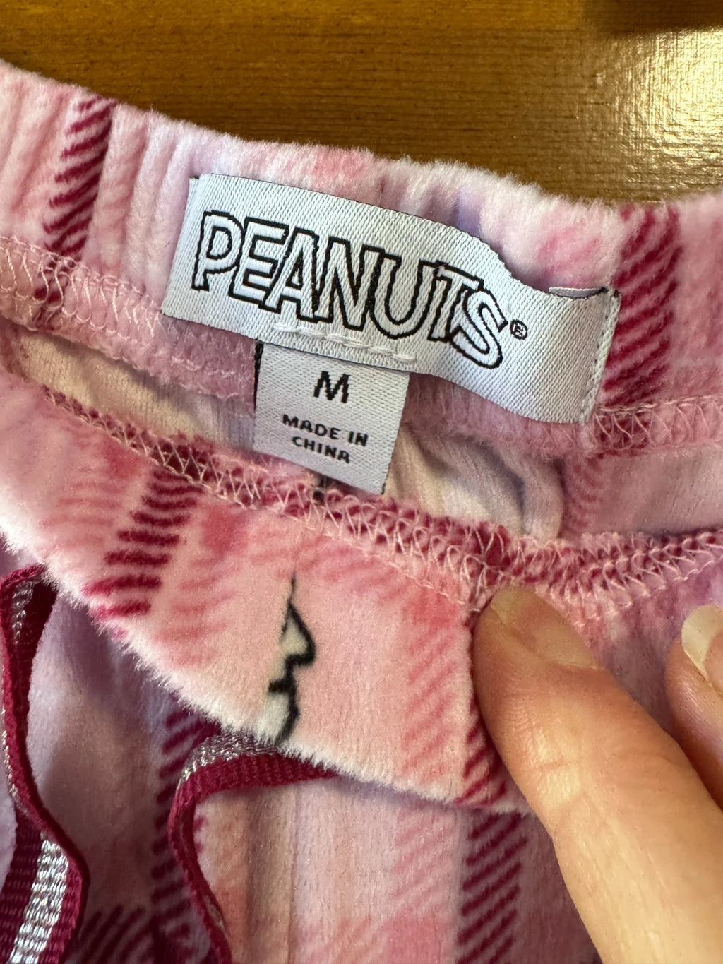 Women's Christmas Snoopy flannel pajama set pink size Medium