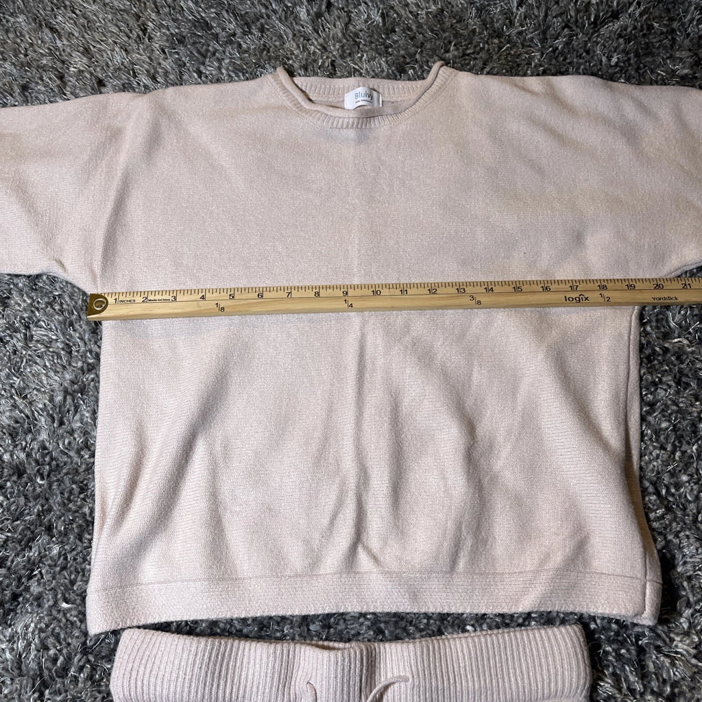 Bluivy Loungewear Sweater & Short Pajama Set Women’s Medium Beige EUC