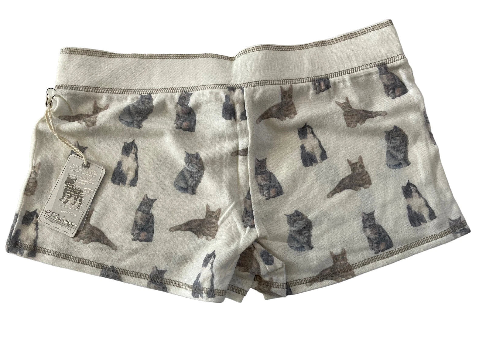 NWT PJ SALVAGE Womens XL CATS Lounge Shorts Super Soft Ivory Natural #PQ2