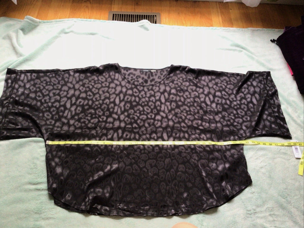 Natori Satin Pajamas Shirt Pants Black Animal Print Size 3XL Lounge Wear