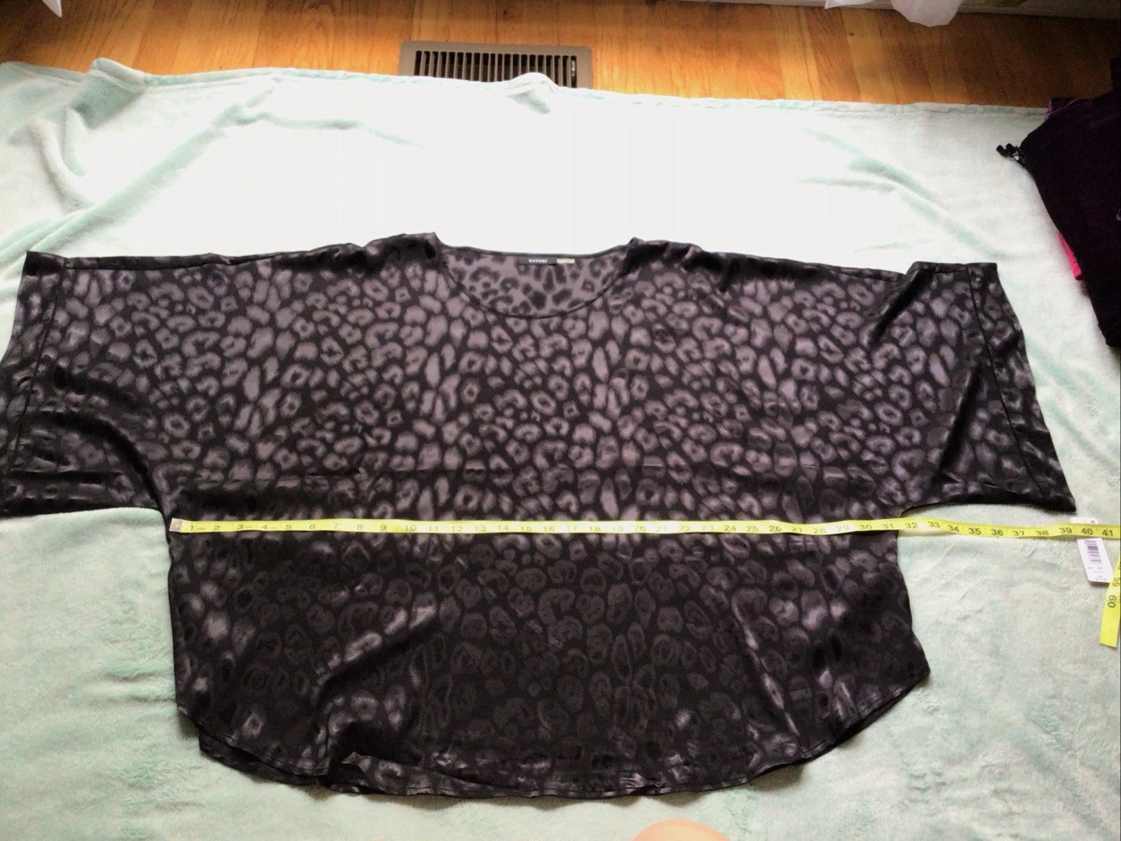 Natori Satin Pajamas Shirt Pants Black Animal Print Size 3XL Lounge Wear