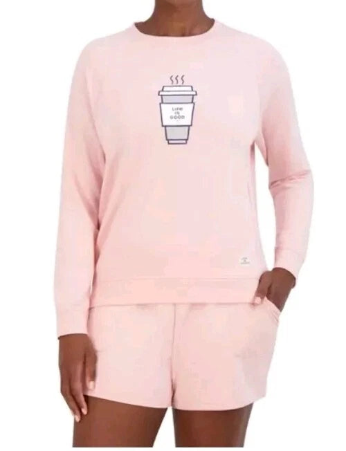 Life is Good 2 Piece Lounge Set Coffee (Size Large 12-14) Pink/Peach, Pockets