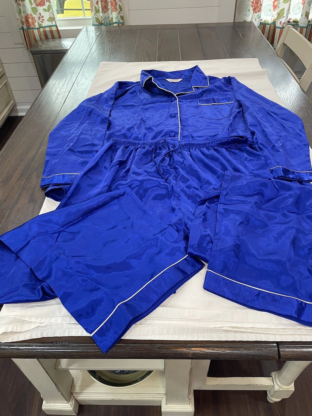 Womens Satin Pajamas Sets Long Sleeves Lonxu Soft Cool Loungewear Sets XXL