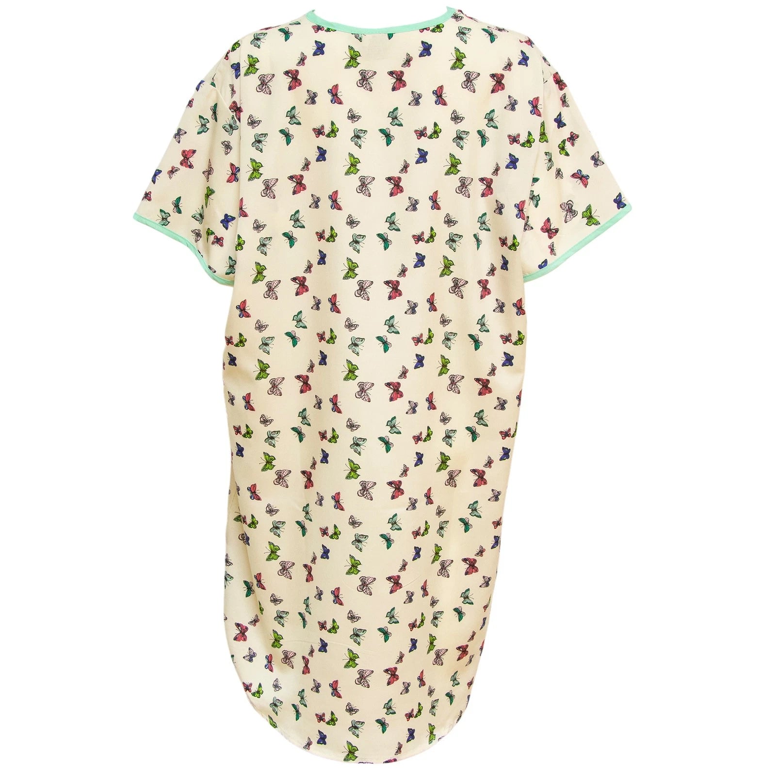 Gold Coast Women's Satin Sleepshirt Nightgown 2pc Set Butterfly Print/Aqua, XL
