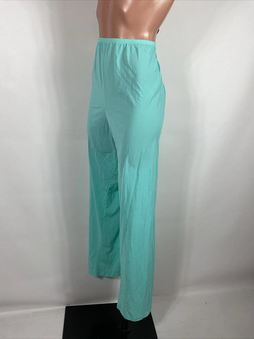 Miss Elaine Classics 2 Piece Teal Blue Nylon Pajama Set Women's Size L Silky