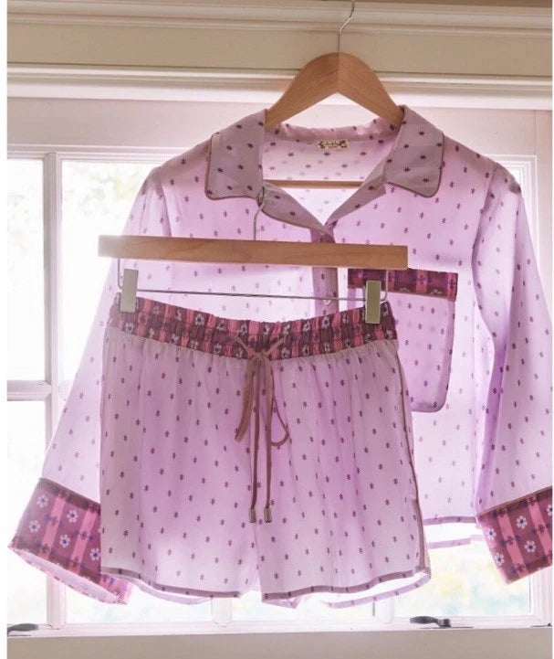 FREE PEOPLE PILLOW TALK PJ SET LILAC COMBO SIZE XL NWT SILKY PAJAMAS GIFT SET
