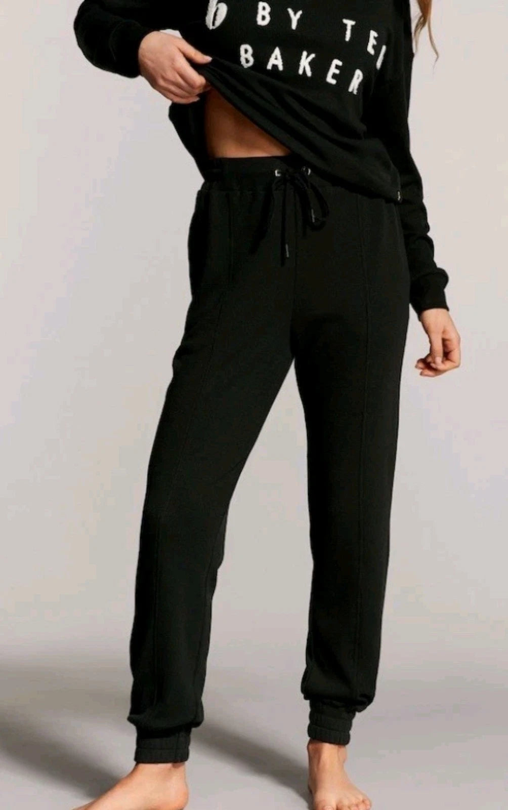 Ted Baker Size 16 Womens Black Waffle Pyjamas Joggers Loungewear Set BNWT