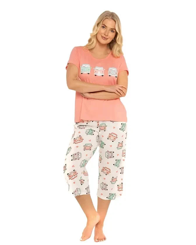 Ladies Suzy & Me.Cropped LEG Pyjamas in Pure 100% Cotton Jersey 8/18 n65