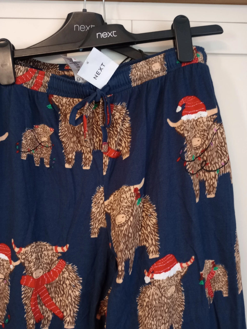 Next Hamish Highland Cow Blue Christmas Pyjamas Size Large 16-18 Tall New