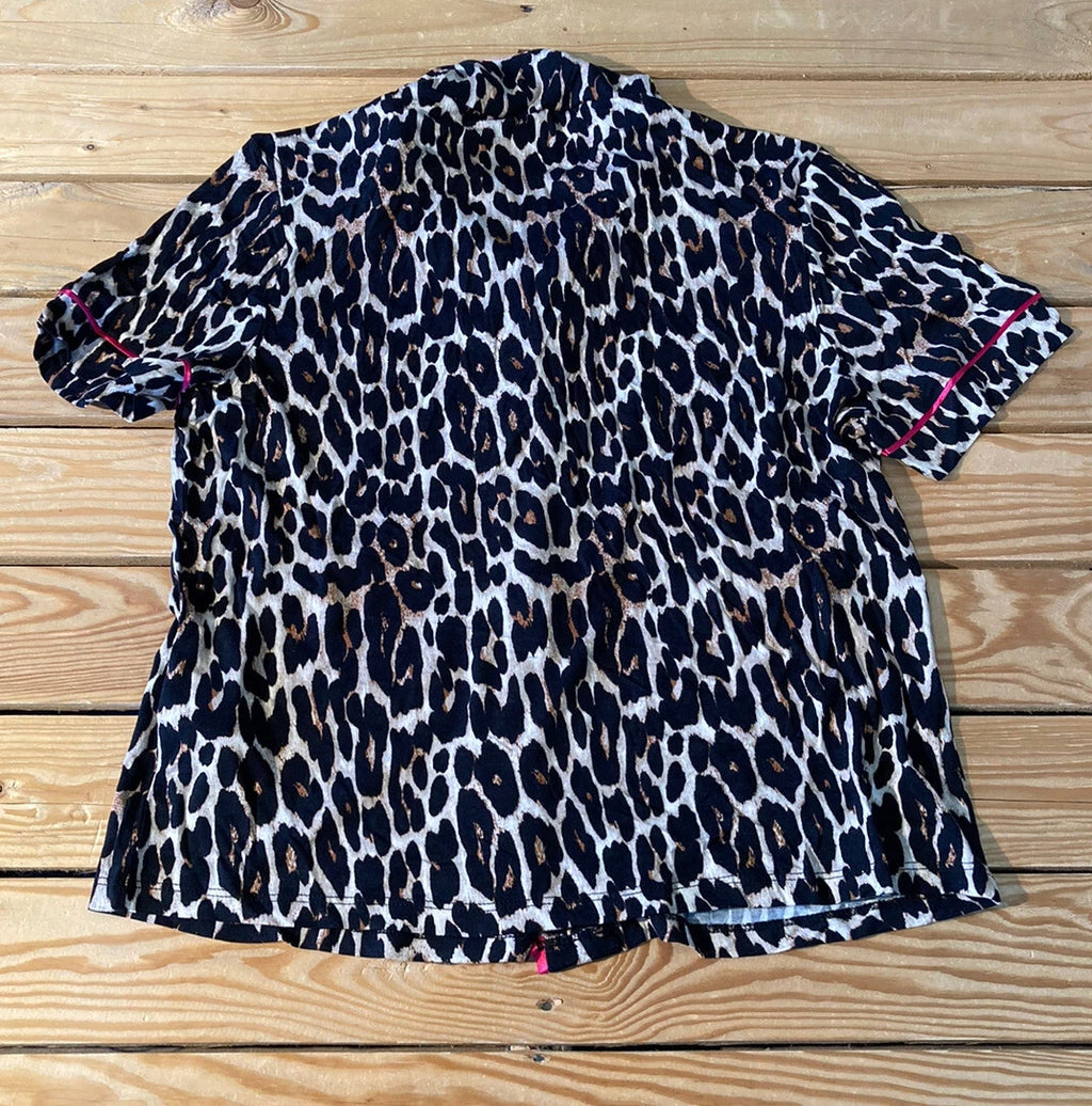 missguided NWT Women’s leopard shirt Short pajama set size 8 Black s3