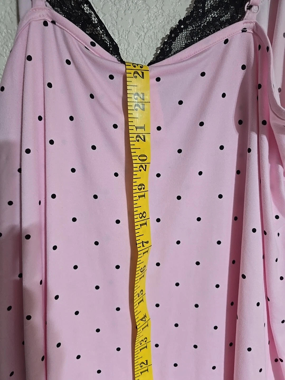 JOYSPUN  CHEMISE PINK  BLACK LACE TRIM ADJUSTABLE STRAP LITE WEIGHT SZ S 4-6