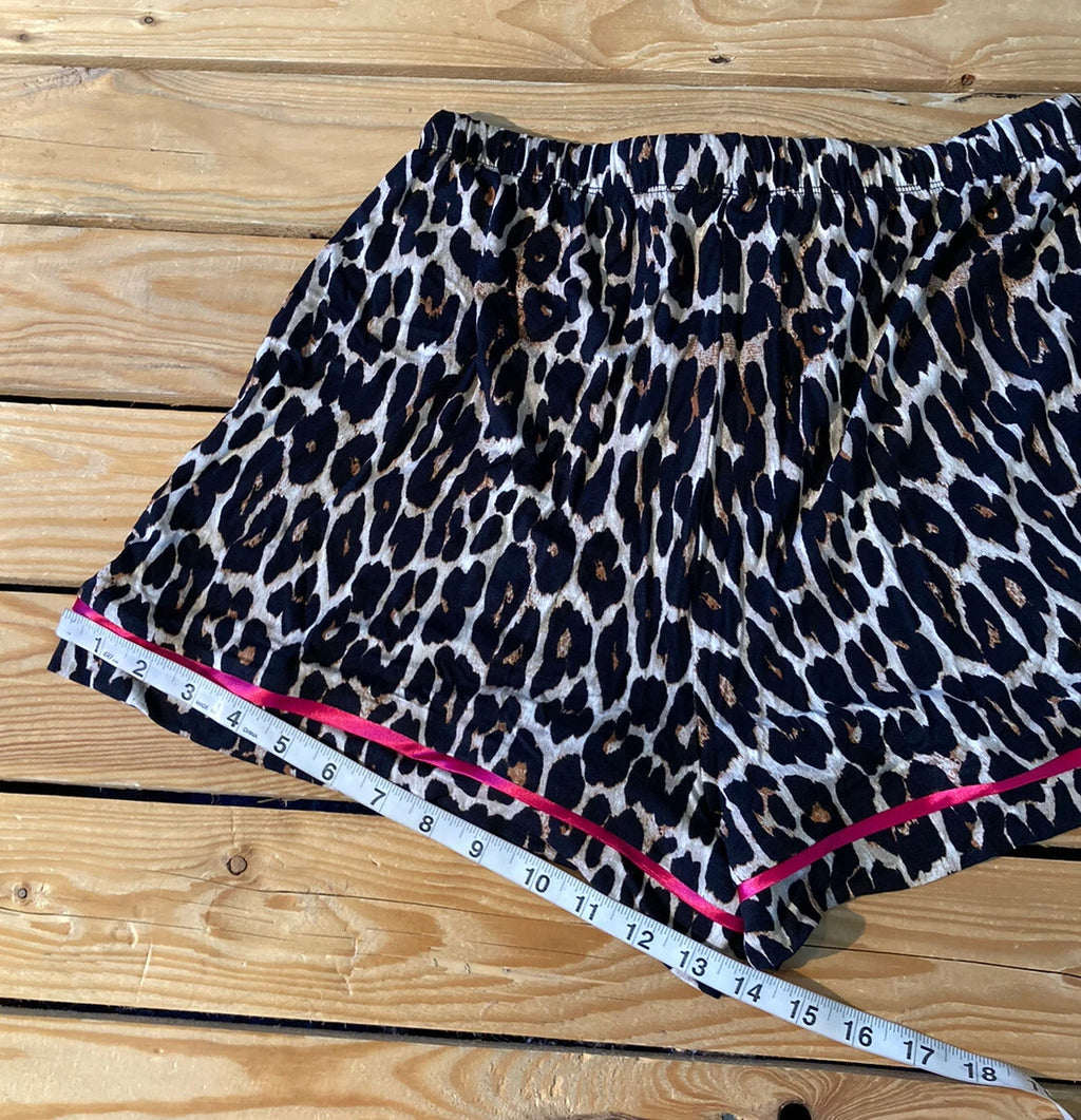 missguided NWT Women’s leopard shirt Short pajama set size 8 Black s3