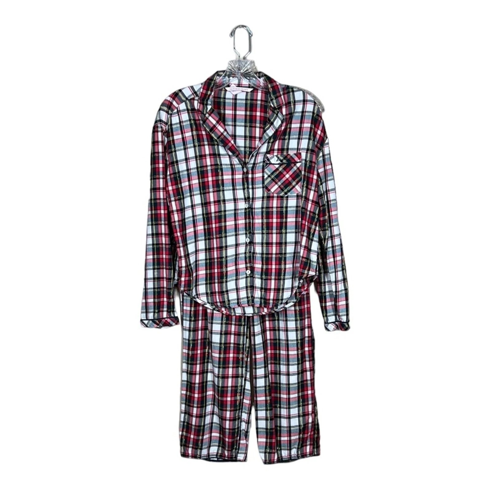 Victoria's Secret The Dreamer Metallic Plaid Matching Pajama Set Womens XS