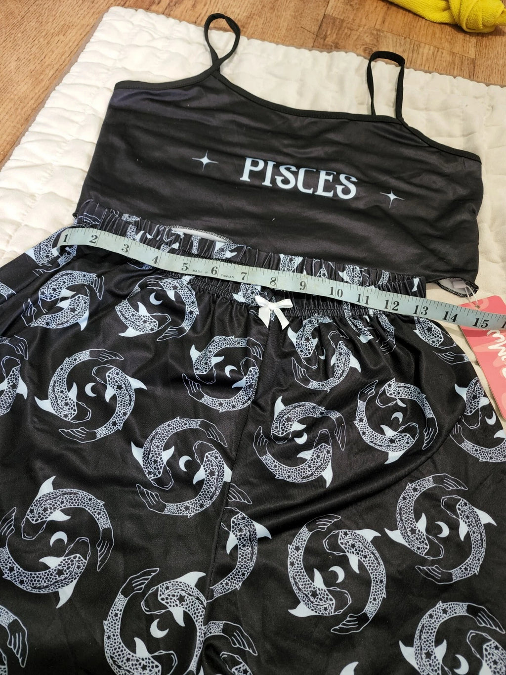New Romwe Pisces Pajama Sleep Set Crop Top / High Waist Small