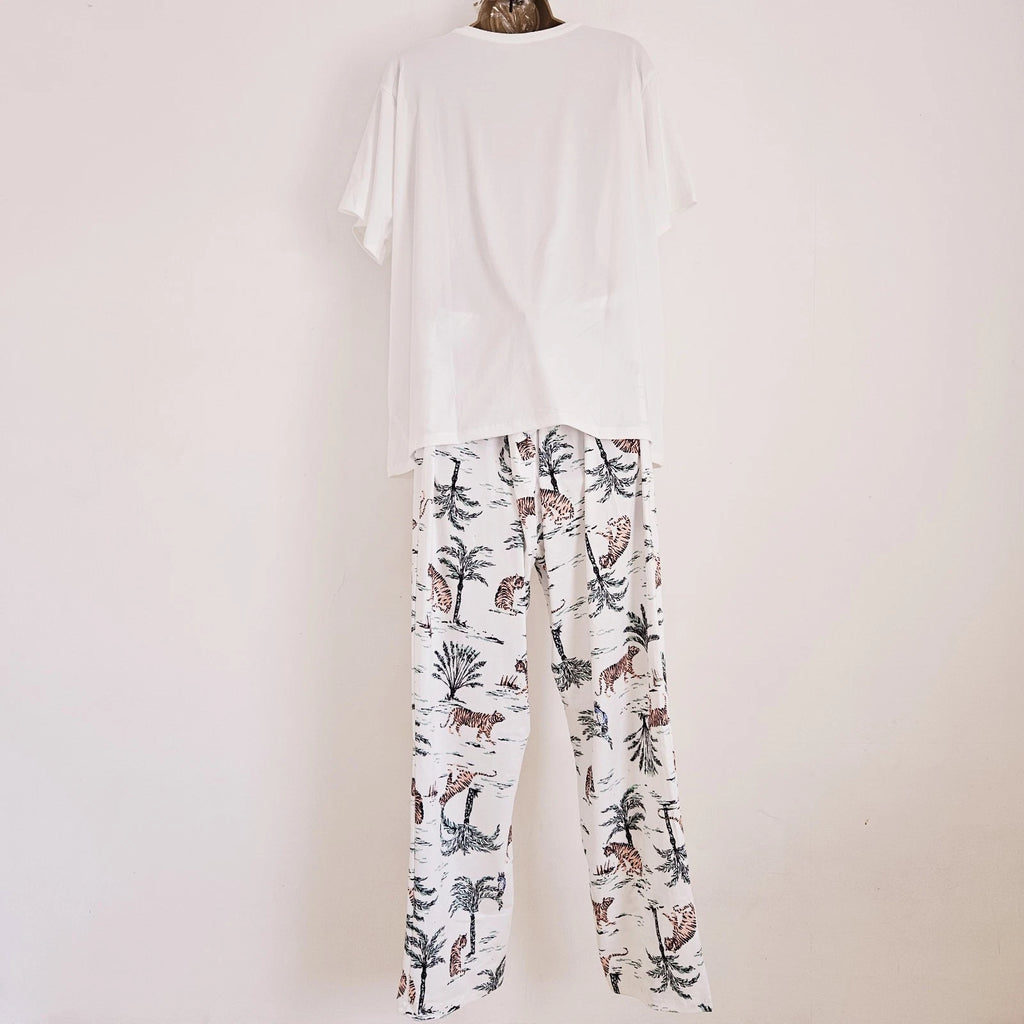 NEW JD Williams Plus Size 16-34 Tiger Print Soft Pyjama 2 Piece Set Top Bottoms