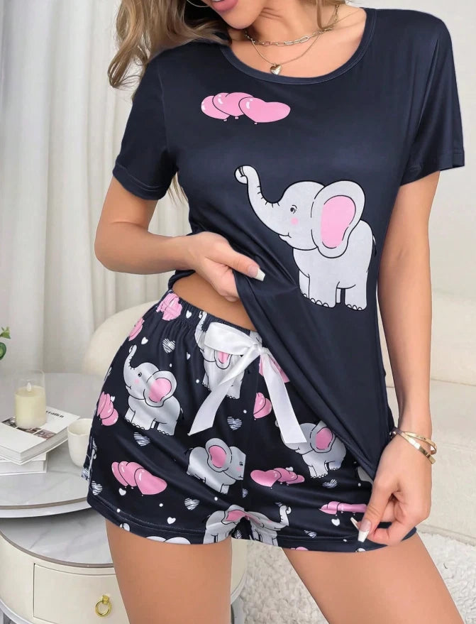 ELEPHANT Women's Ladies Pyjamas PJs Gift Novelty Slogan Size  8 10 12/14 16 navy
