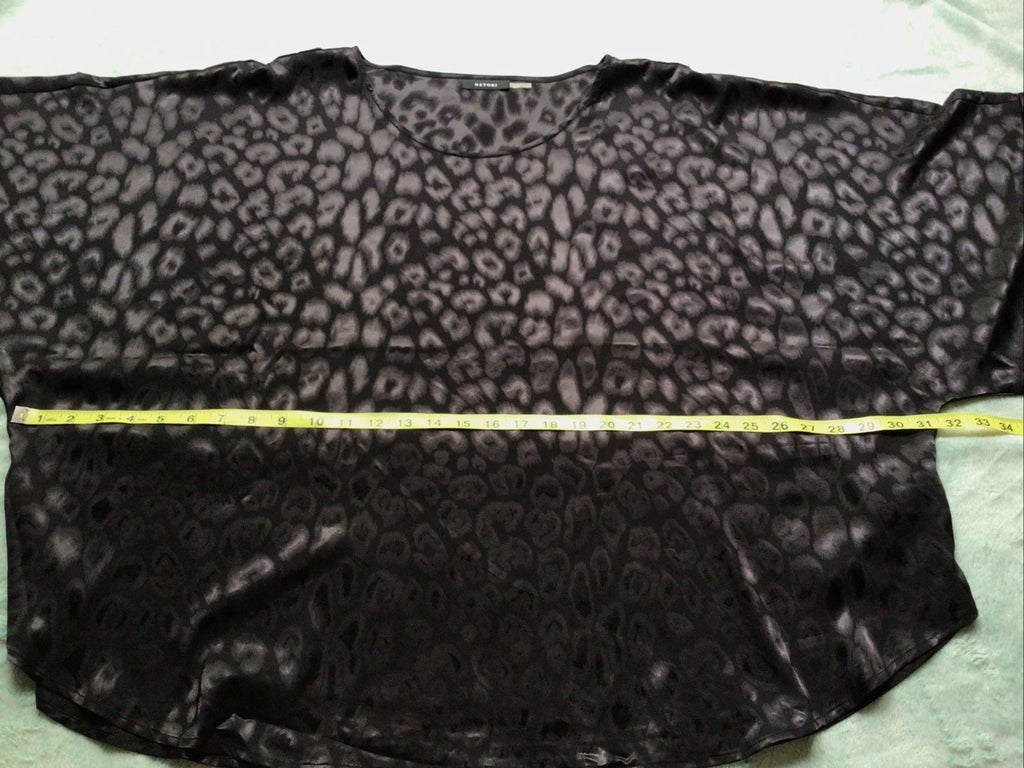 Natori Satin Pajamas Shirt Pants Black Animal Print Size 3XL Lounge Wear