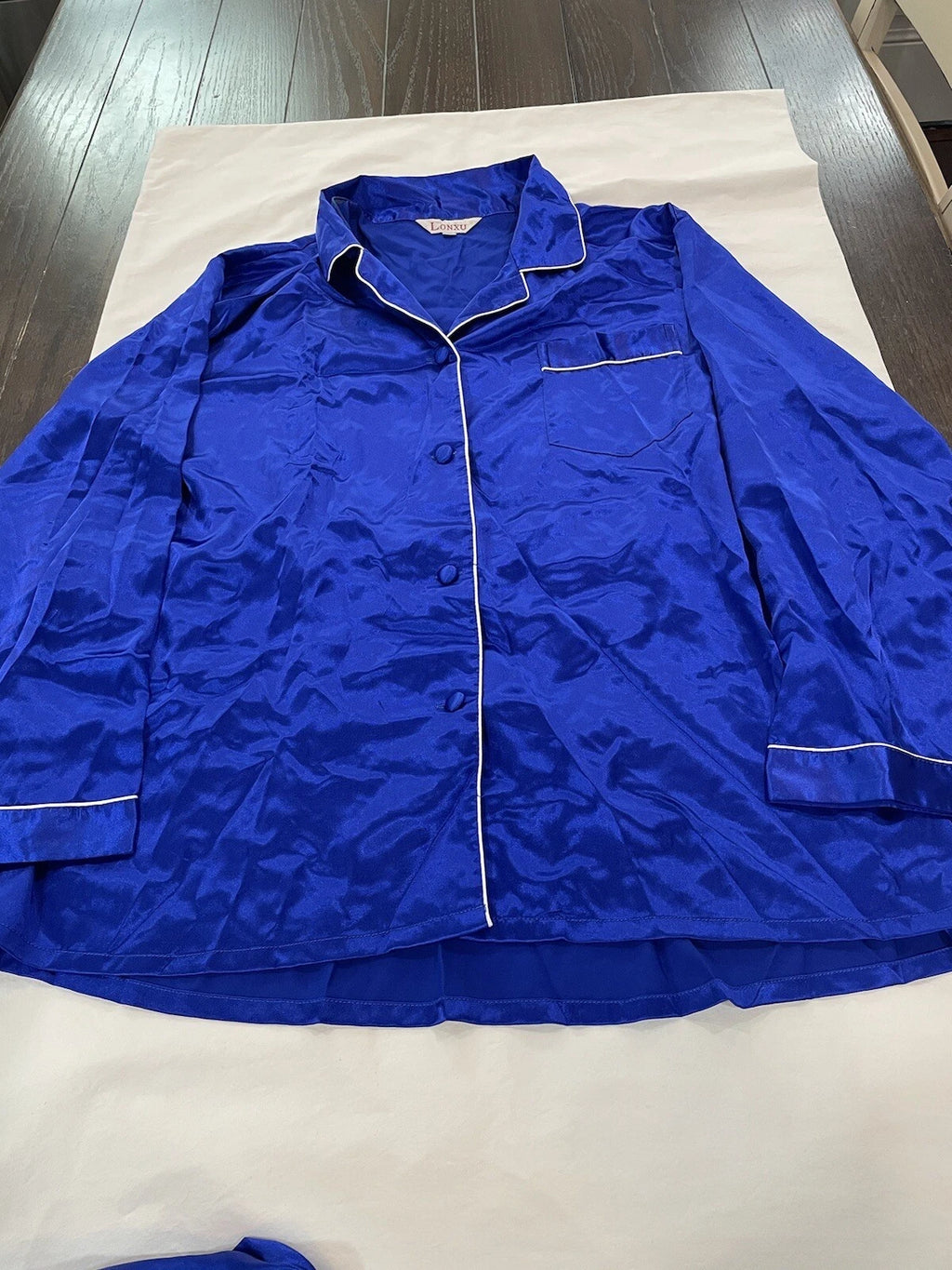 Womens Satin Pajamas Sets Long Sleeves Lonxu Soft Cool Loungewear Sets XXL