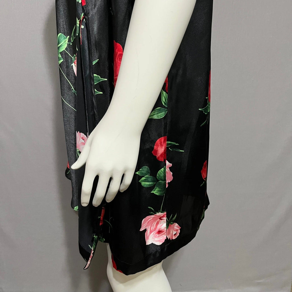 Secret Treasures Black Rose Floral 2 Pc Pajama Robe Set Sz-Medium