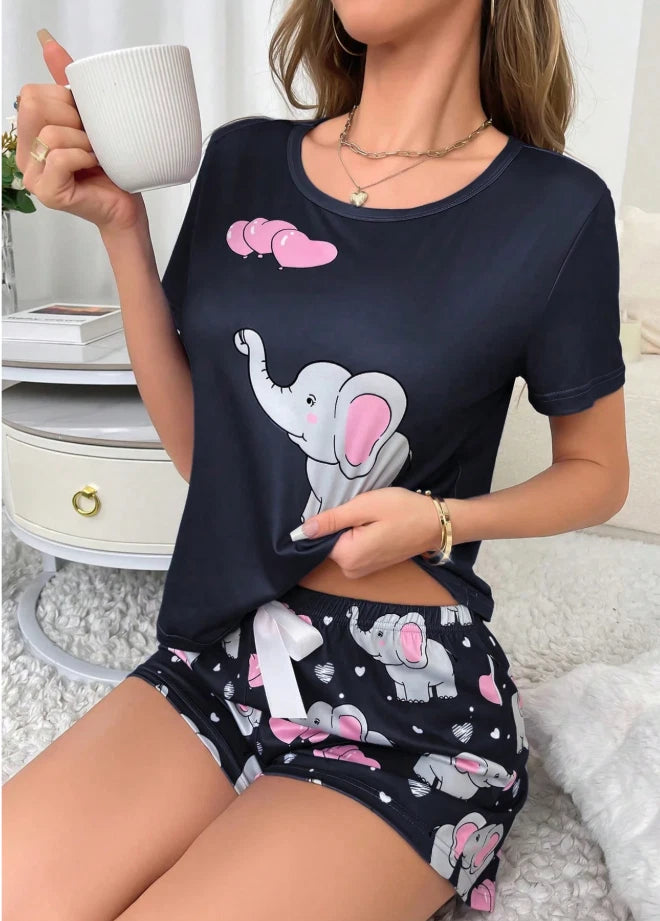 ELEPHANT Women's Ladies Pyjamas PJs Gift Novelty Slogan Size  8 10 12/14 16 navy