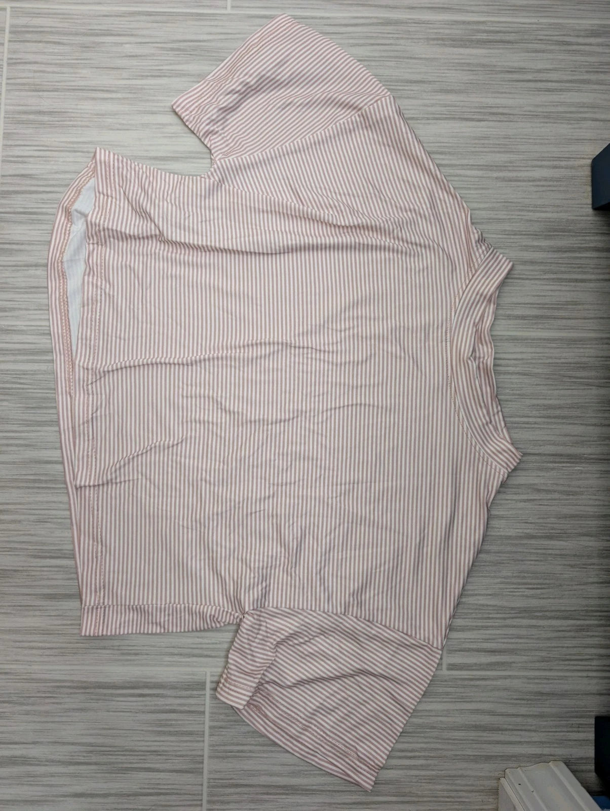 Viral TikTok Slit Pajama Set, Pink And White, Size Large