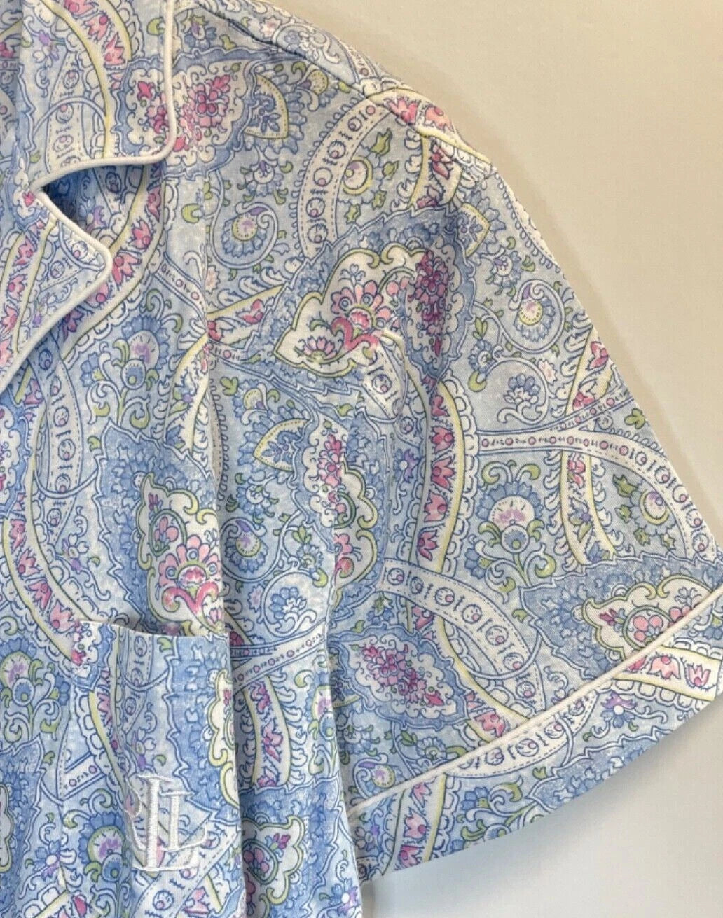 New RALPH LAUREN Paisley 2 Pc Short Sleeve Top & Capri Pants Pajama Set $78 3X