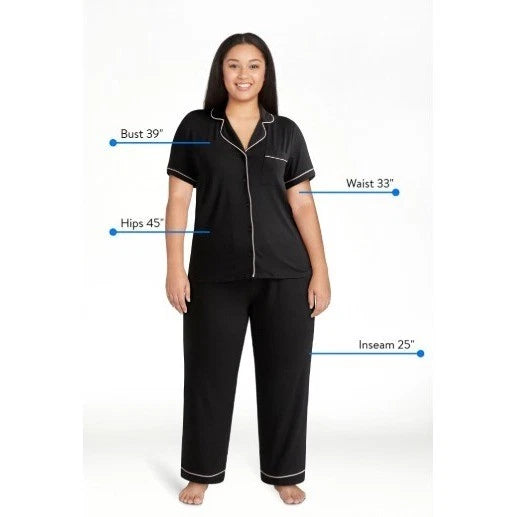 Joyspun Women's Dreamy Soft Notch Collar Short Sleeve Knit Pajama Set Size XL