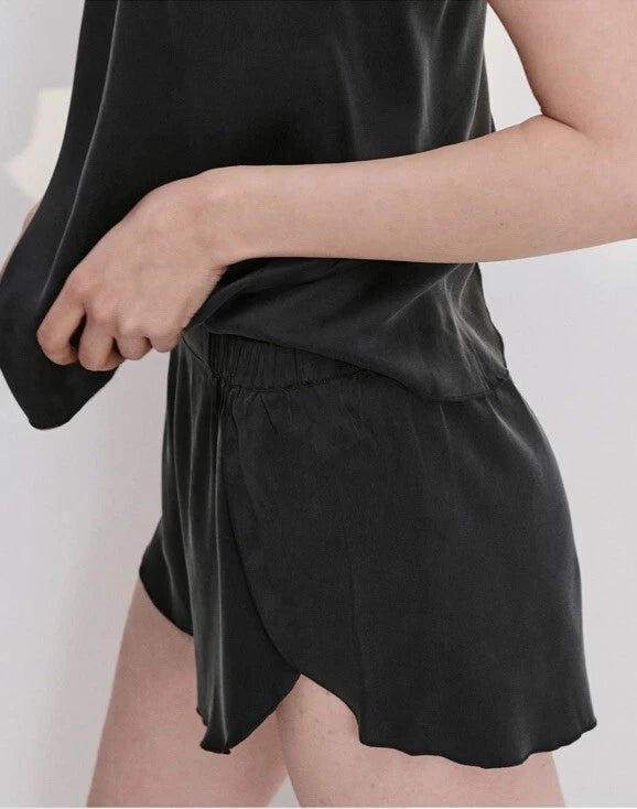 Lunya Washable Silk Pajama Set Black Size L New