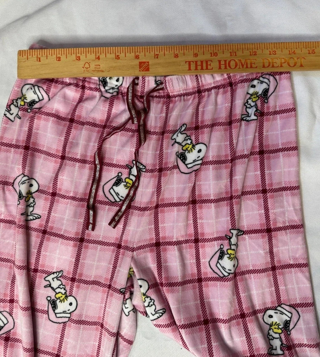 Women's Christmas Snoopy flannel pajama set pink size Medium