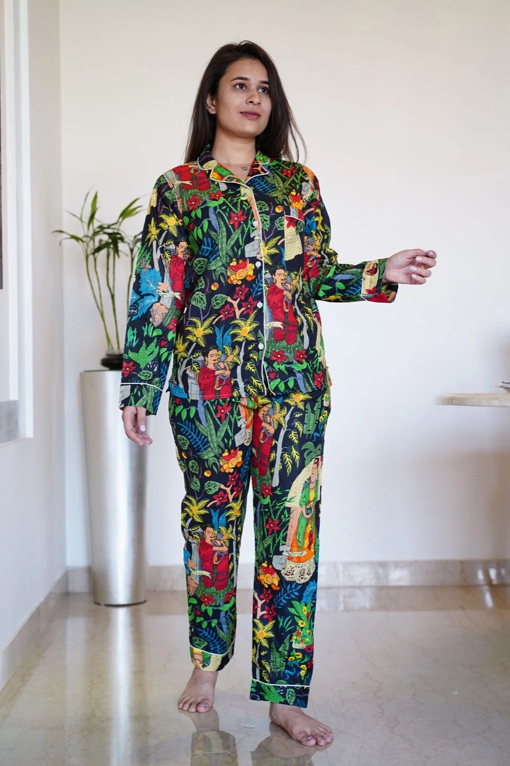 BLACK FRIDA PRINT COTTON WOMEN PAJAMA SET SIZE XL