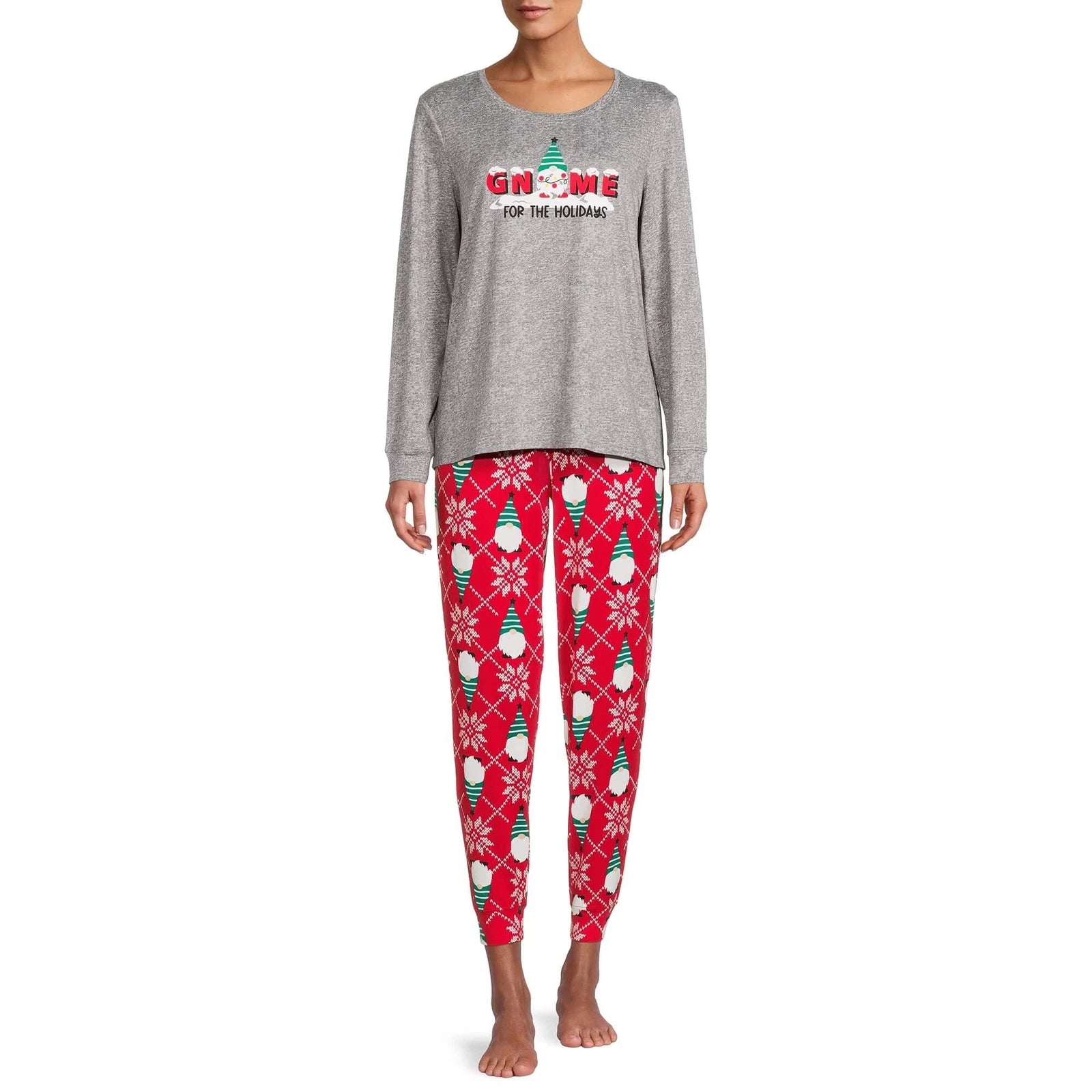 Secret Treasures Grey Heather Women's Long Sleeve Shirt and Joggers Pajama Set