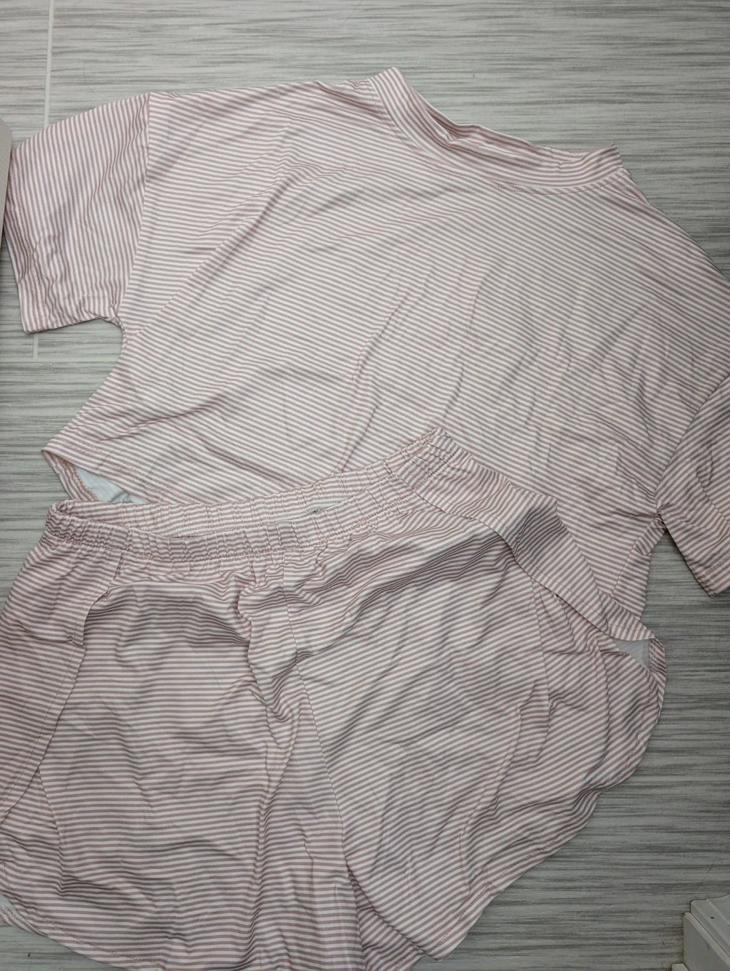 Viral TikTok Slit Pajama Set, Pink And White, Size Large