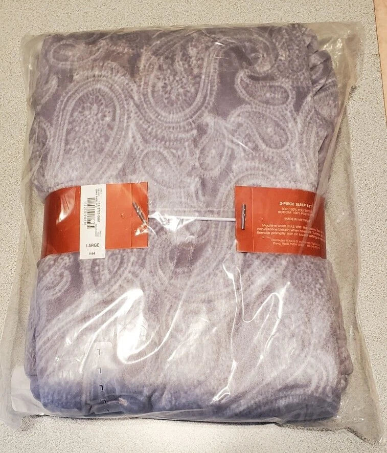 Womens Adonna Flannel 2-Piece Pajama Set Gray Paisley Large