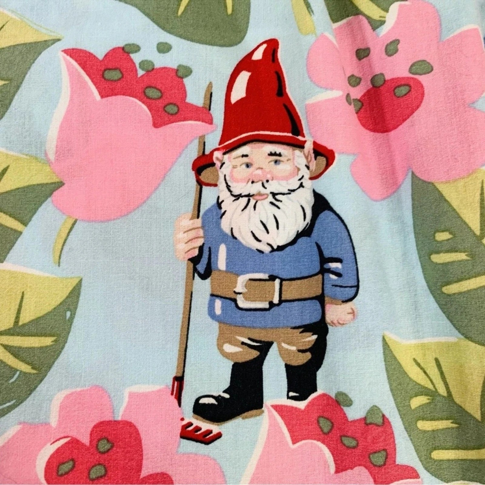 Nick Nora Sz S NWT Spring Pajama Set VTG Floral Garden Gnome Cotton Logo Branded